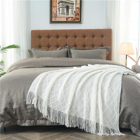 Knitted Throw Blankets for Couch and Bed, Soft Cozy Knit Blanket - Picture 3 of 7